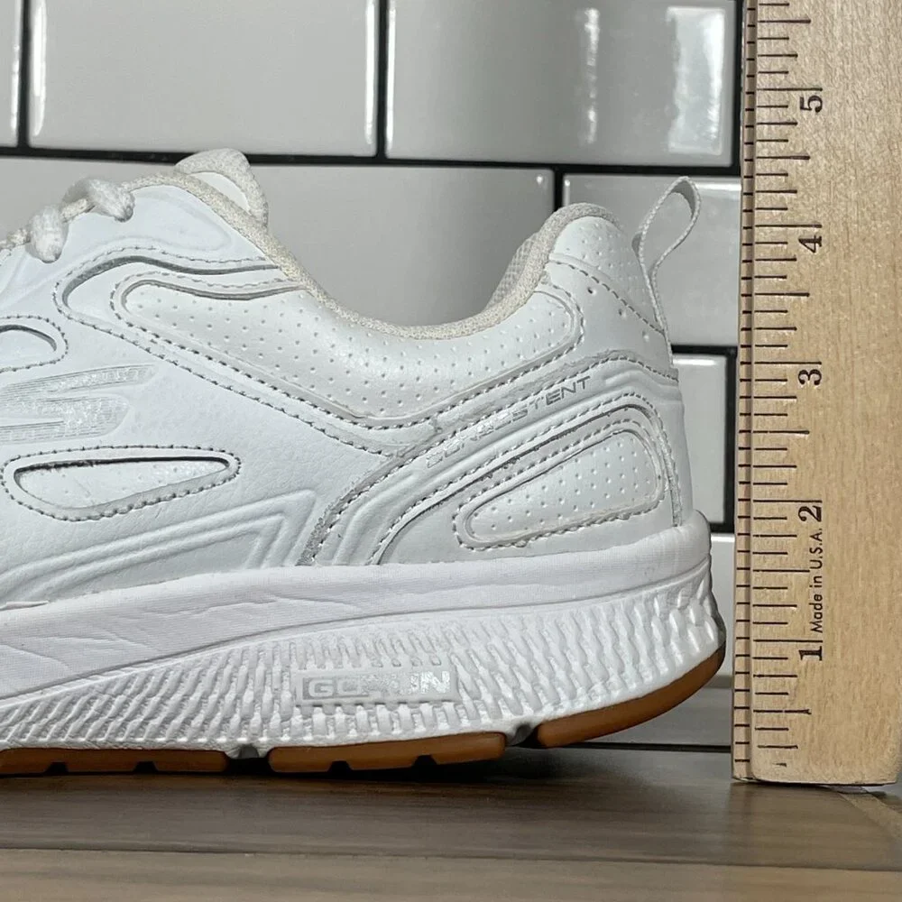 Skechers Go Run Consistent Broad Spectrum Shoes Womens 7 White Leather Sneakers